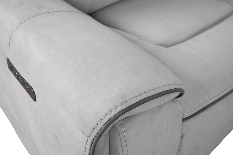 Cindy Crawford Home Newport 6-Piece Faux Suede Power Reclining Sectional with Armless Reclining Chair - Grey