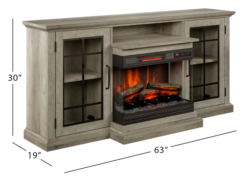Manhasset 63\" Electric Fireplace TV Stand with Storage for TVs up to 70\" - Valley Pine