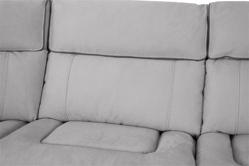Cindy Crawford Home Newport 6-Piece Faux Suede Power Reclining Sectional with Armless Reclining Chair - Grey