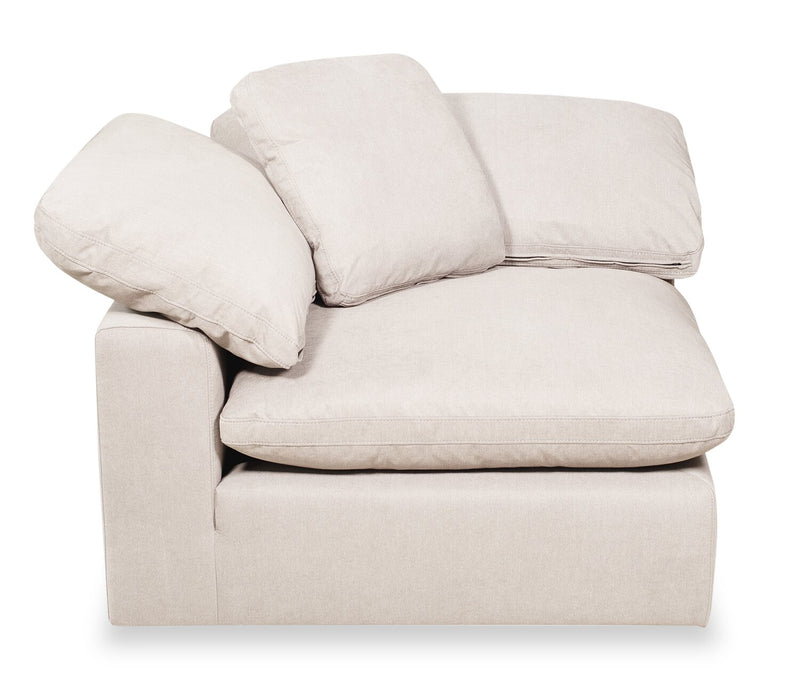 Eclipse Modular 6-Piece Linen-Look Fabric Pit Sofa Sectional with Reversible Feather Down Cushions - Linen White