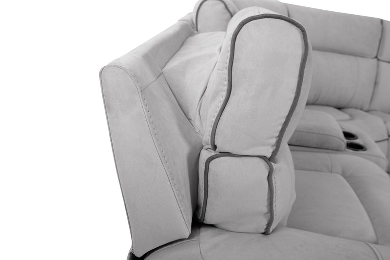 Cindy Crawford Home Newport 6-Piece Faux Suede Power Reclining Sectional with Armless Reclining Chair - Grey