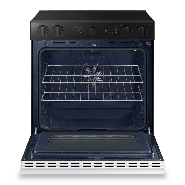Samsung 6.3 Cu. Ft. Smart Electric Slide In Range with Air Fry and Air Sous Vide - White Glass - NSE6DB850012AC