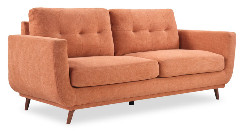 Cosmo 80\" Fabric Sofa with Tufted Back Cushions - Orange
