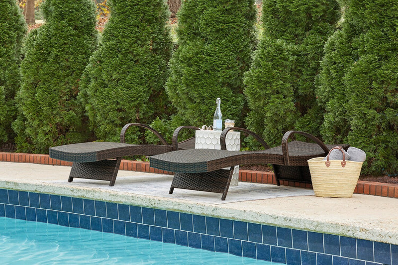 Kelowna Outdoor Patio Set of 2 Loungers - Resin Wicker, UV & Weather Resistant - Brown
