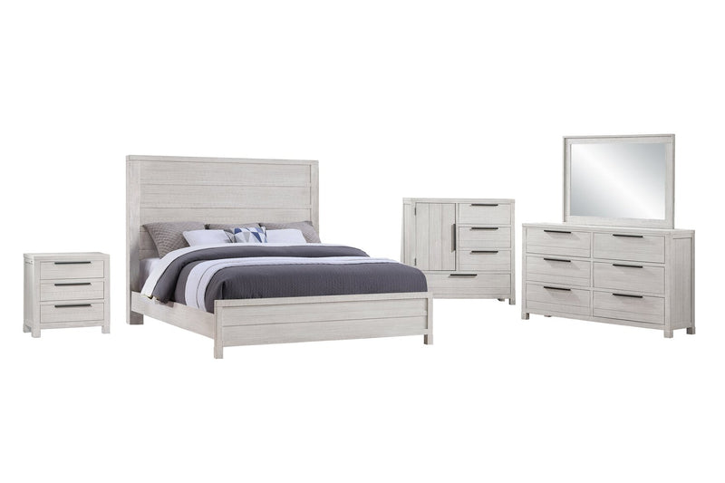 Haven Panel Bed with Headboard & Frame, White - King Size
