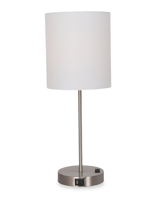 Chloe 21\" Brushed Steel Metal 2-Piece Set, with Two Table Lamps