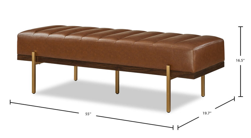 Linden 55\" Faux Leather Bench - Brown