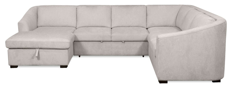 Envy 3-Piece Left-Facing Chenille Fabric Sleeper Sectional with Storage Chaise - Fog Grey