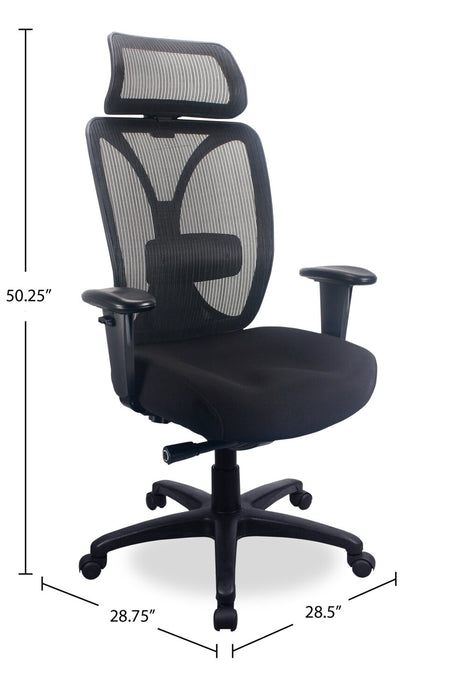 Tempur-Pedic Boman 28.5” Office Chair - Black with Mesh Back