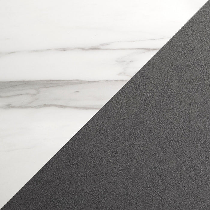 Naya 7pc Dining Package with 63-78.75\"W Extension Table & 6 Chairs - Faux White Marble & Grey