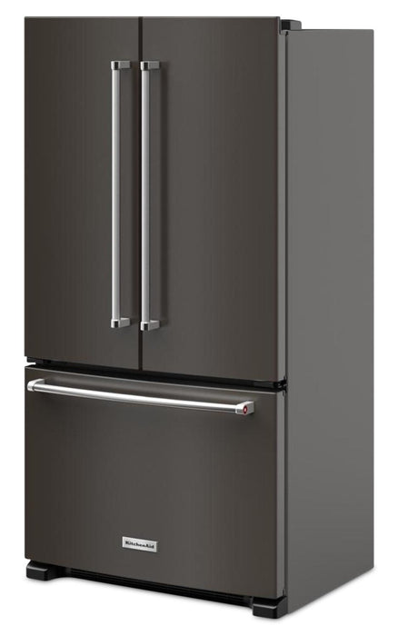 KitchenAid 36\" 20 Cu. Ft. Counter-Depth French-Door Refrigerator - Black Stainless Steel - KRFC136RBS