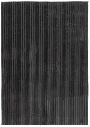 Faux Fur Channel Dark Grey Area Rug with Memory Foam Backing - 7' x 10'