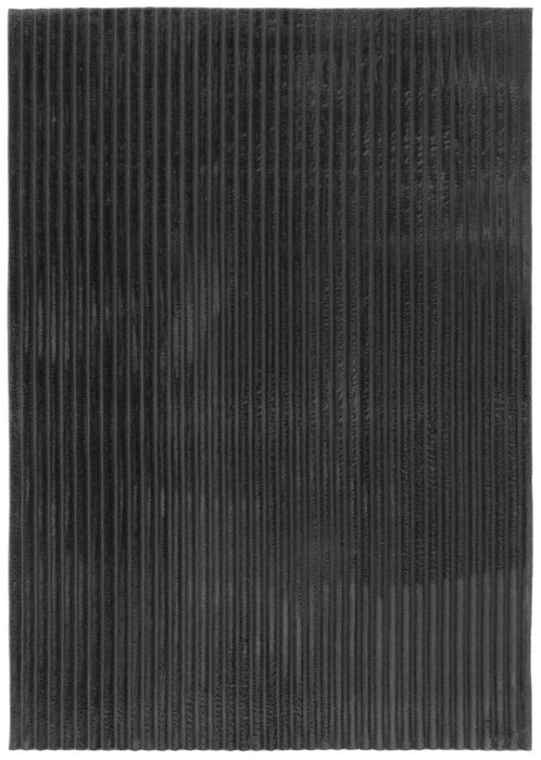 Faux Fur Channel Dark Grey Area Rug with Memory Foam Backing - 7' x 10'