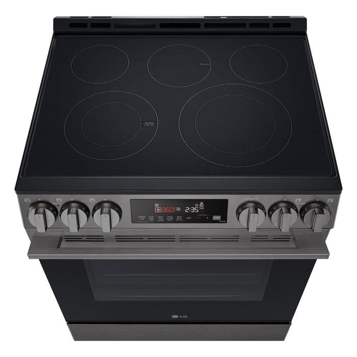 LG 6.3 Cu. Ft. Smart Electric Range with Air Fry – Black Stainless Steel - LSEL6333ZE