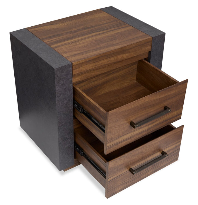 Scott Living Dante Bedside 2-Drawer Nightstand, 24\"W x 24.3\"H - Brown