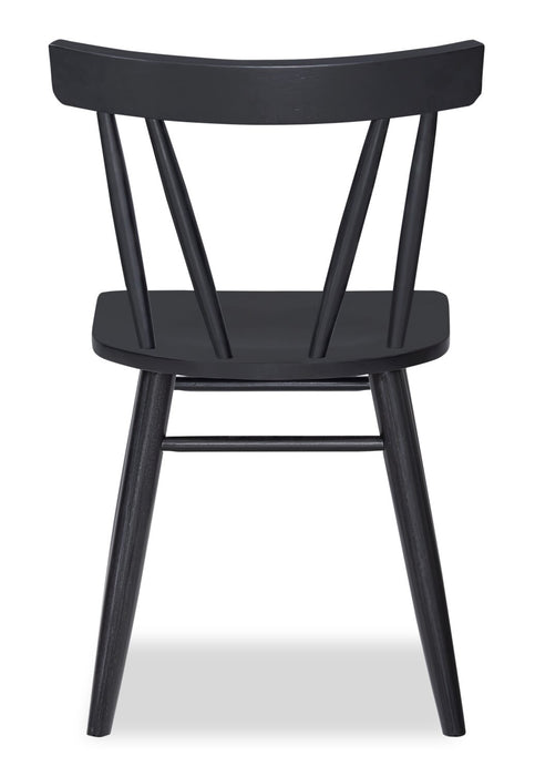 Remi Dining Chair with Curved Slat-Back - Black