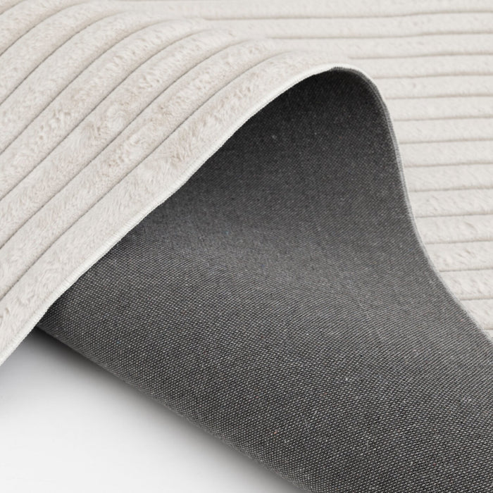 Faux Fur Channel Ivory Area Rug with Memory Foam Backing - 7' x 10'