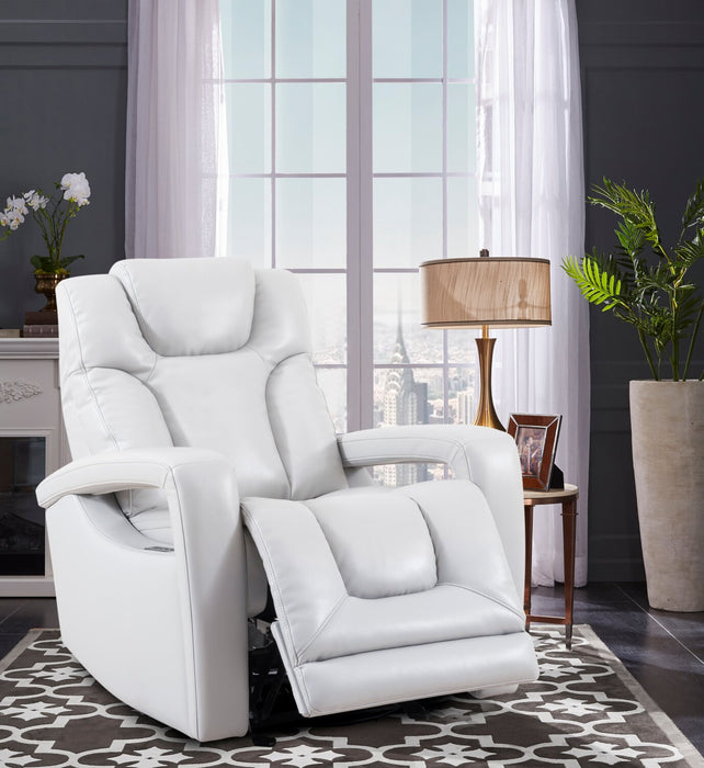 Kenzo 35\" Leather-Look Fabric Power Gliding Reclining Chair with Power Headrest, Footrest and USB Port - Fog Grey