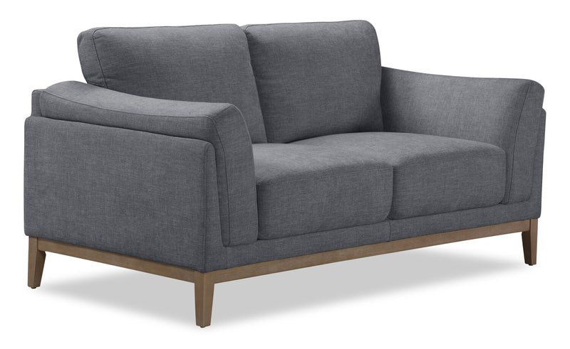 Valley 67.7\" Fabric Loveseat with Rubberwood Base and Legs - Pewter