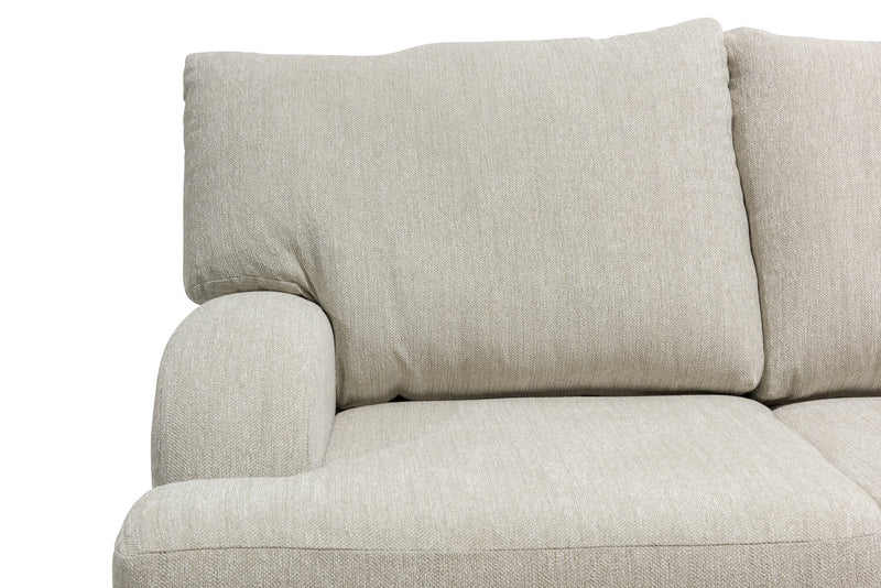 Made in Canada Nofia 58\" Chenille Fabric Loveseat with Two Accent Pillows and Wood Legs - Linen Beige