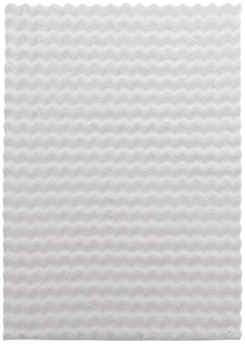 Faux Fur Bubble Light Grey Area Rug with Memory Foam Backing - 7' x 10'