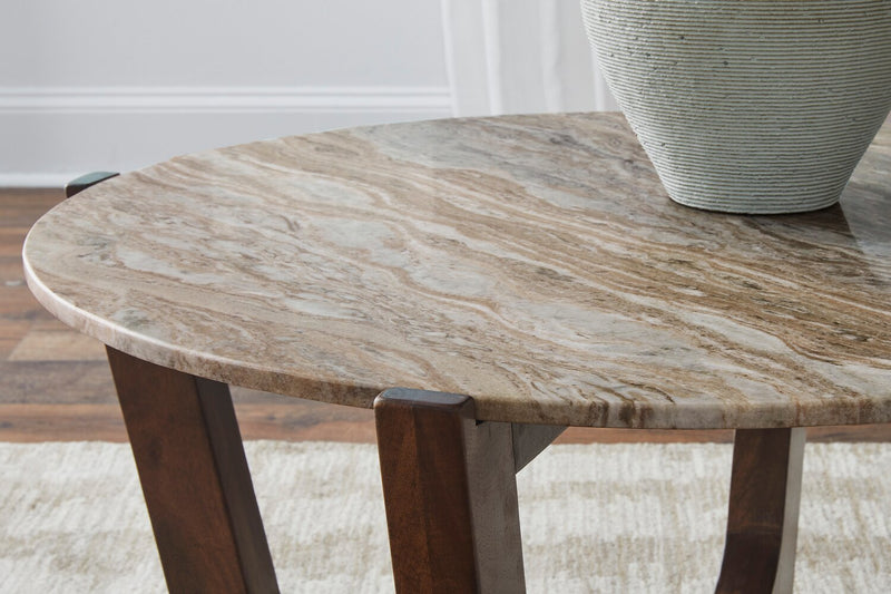 Haydon 36” Modern Coffee Table with Natural Marble - Warm Brown