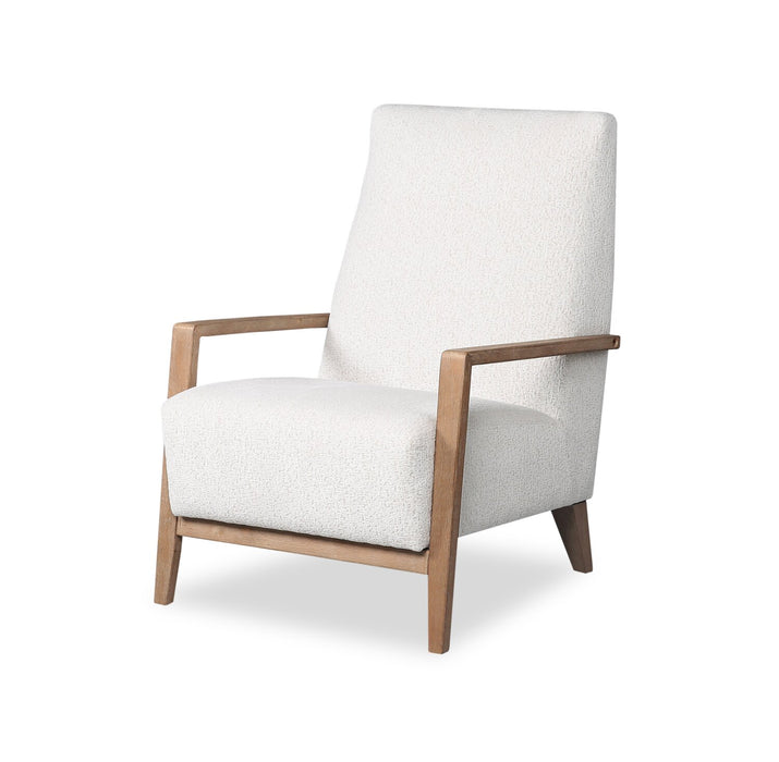 Adley 28\" Chenille Fabric Accent Chair with Wood Armrests and Legs - Alabaster White