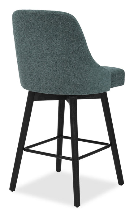 Nash Counter-Height Stool with Swivel Seat, Polyester Fabric, Metal - Blue