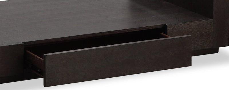 Perrin 50\" Modern Glass Top Coffee Table with Storage and Shelf - Graphite