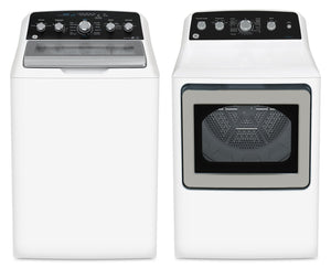 GE 4.9 Cu. Ft. Top Load Washer and 7.2 Cu. Ft. Electric Dryer with SaniFresh