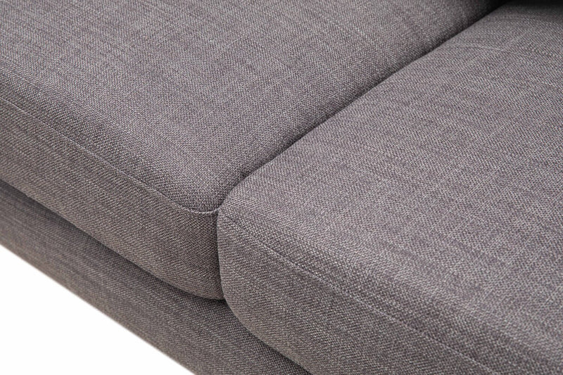 Kort & Co. Freeman 88\" Linen-Look Fabric Sofa with Wood Base and Tufted Back Cushions - Charcoal Grey