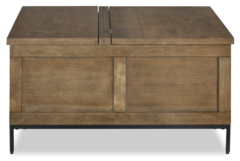 York 36” Rustic Solid Wood Lift Top Coffee Table with Storage - Brown