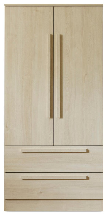 Alex Bedroom 2-Drawer Chest with Storage Cabinet, 33\"W x 68.5\"H - Natural