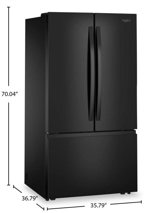 Whirlpool 36\" 30.5 Cu. Ft. French-Door Refrigerator with Interior Water Dispenser - Black - WRFF3336SB