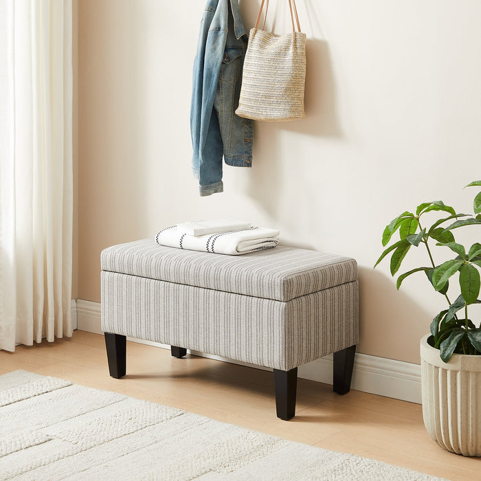 Calgary 32\" Storage Fabric Ottoman - Grey Striped