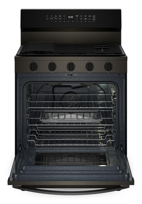 Whirlpool 5 Cu. Ft. Smart Gas Range with Air Fry and Self-Clean - Black Stainless Steel - WFGS7530RV