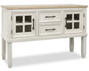 Quill Dining Server with Storage & Drawers, 56\"W - Antique White & Brown