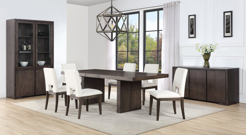 Zelda 7pc Dining Set with Table & 6 Chairs, 78-96\"W - White & Espresso Brown