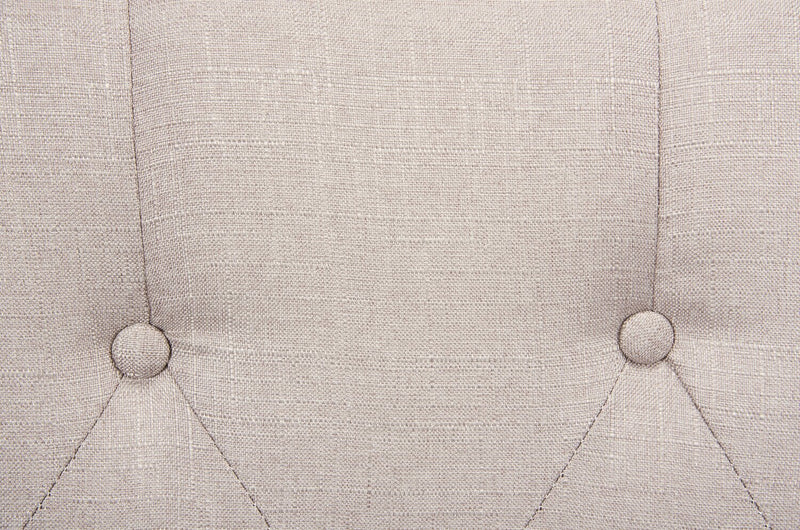 Brady Upholstered Wingback Bed in Light Grey Fabric with Nailhead Design, Button Tufted - King Size