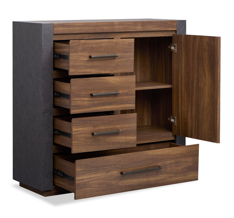 Dante Bedroom 4-Drawer Chest with Storage Cabinet, 46\"W x 45\"H - Brown