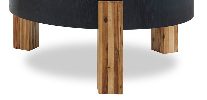 Sutton 42” Modern 2-Pack Round Solid Wood Coffee + End Table - Black