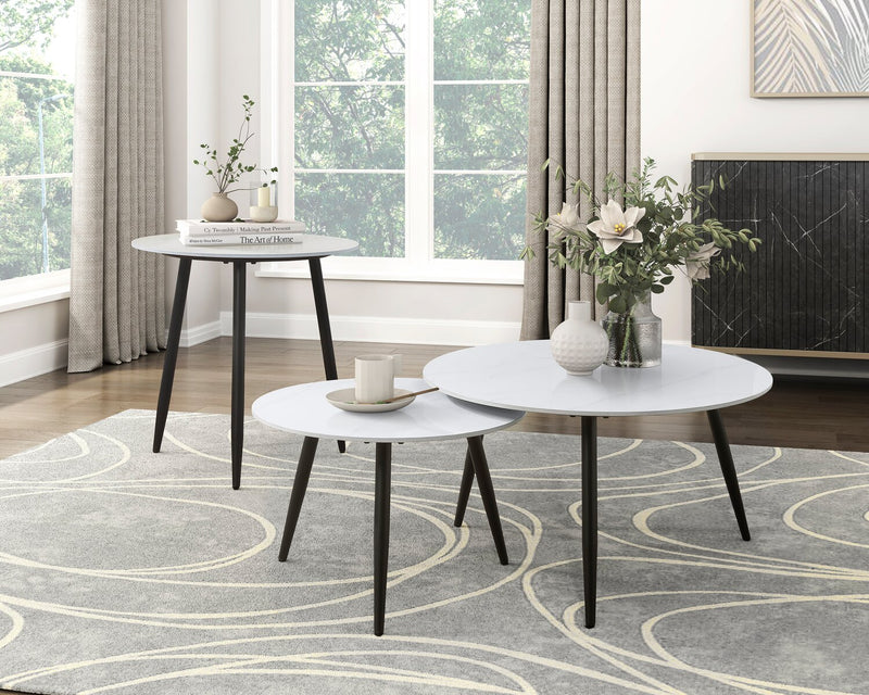 Delancey 31.5\" Modern 3-Pack Coffee + 2 End Tables - White