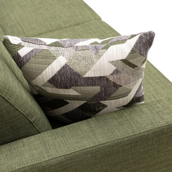 Kort & Co. Freeman 80” Linen-Look Fabric Condo Size Sofa with Wood Legs - Avocado Green