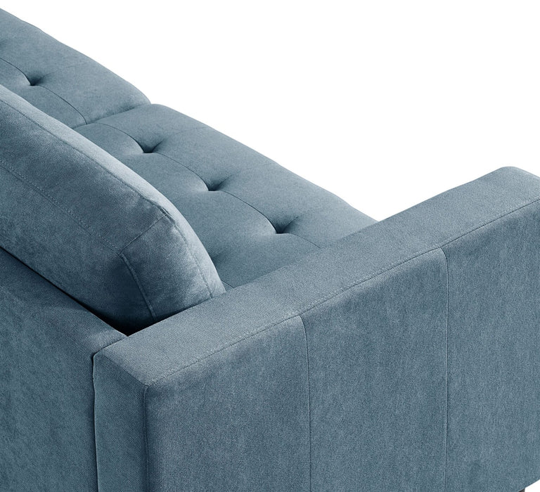Metro 2-Piece Right-Facing Fabric Sectional with Chaise and Tufted Seat Cushions - Denim Blue