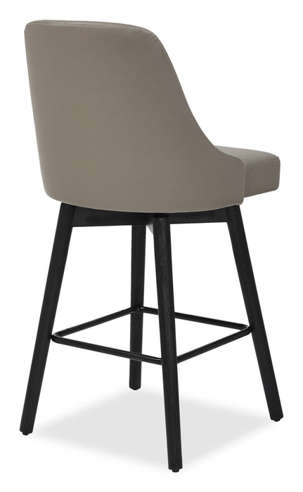 Nash Counter-Height Stool with Swivel Seat, Vegan Leather Fabric, Metal - Taupe