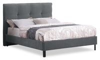 Amos Upholstered Platform Bed in Charcoal Fabric with Tufted Headboard - Queen Size