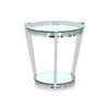 Yonge 22\" Modern Round Glass Top End Table with Shelf - Chrome Finish with Stainless Steel