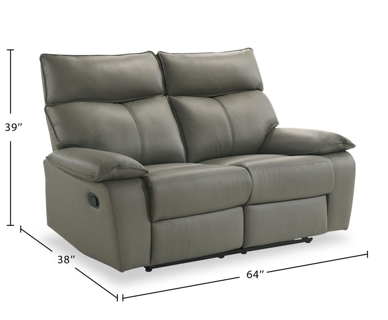 Matteo 64\" Genuine Leather Reclining Loveseat - Aviarah Grey