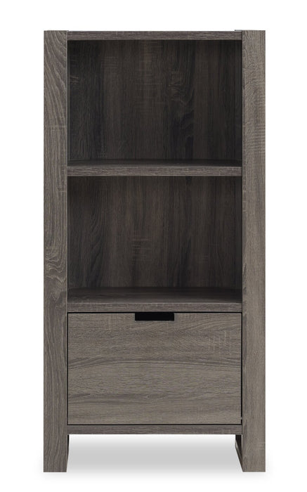 Oscar Owen 22.5\" 2-Shelf Bookcase with File Drawer - Grey