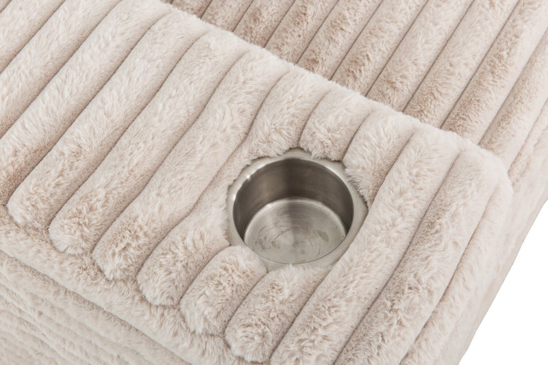 Alto 2-Piece Ultra Plush Faux Fur Fabric Sectional with Dual Cupholders and USB Ports - Mink Taupe